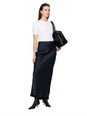 Annie Bing Night Sky Navy Bar Silk Skirt Luxe Minimalist lagum cocktail holiday